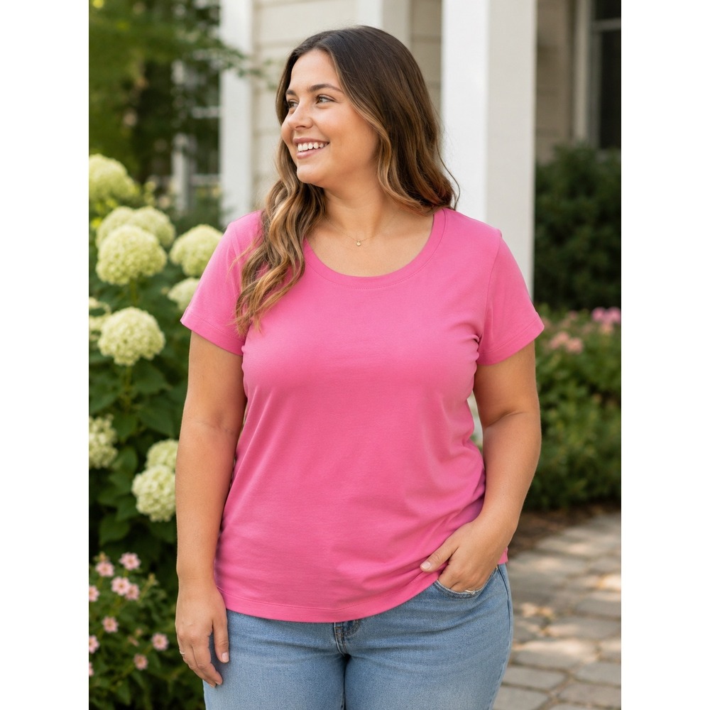 Only Necessities Womens Pink Short Sleeve Scoop Neck Knit Top‎ Size L 37-6845-4